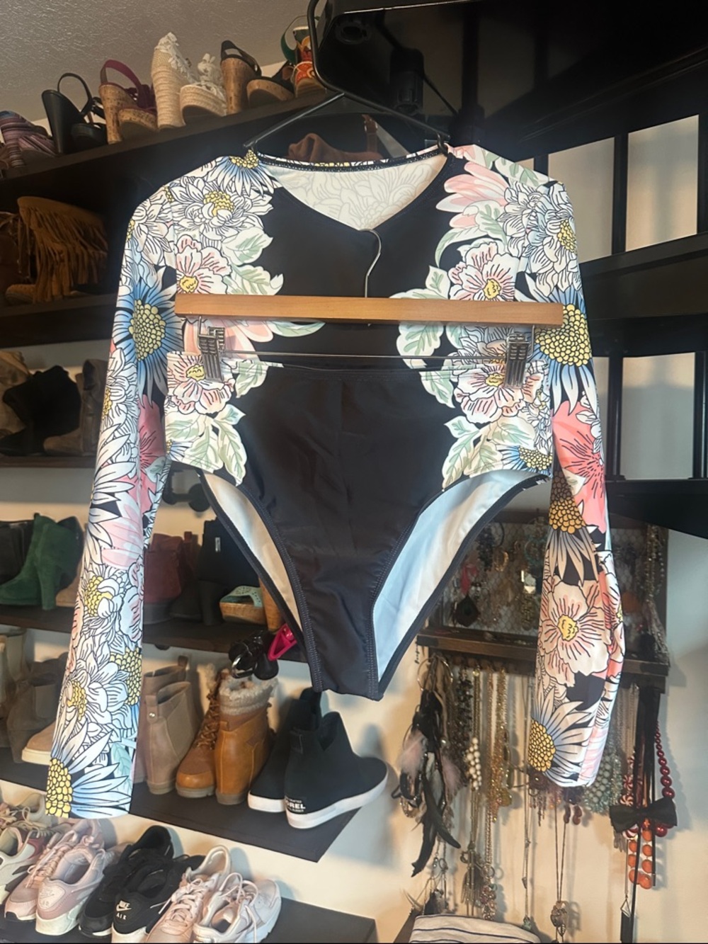Floral Long-Sleeve Two Piece Swimsuit